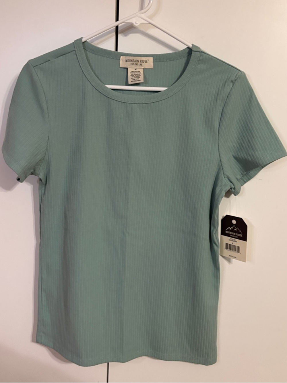 Mountain Ridge Short Sleeve Ribbed Tee in Sage Green